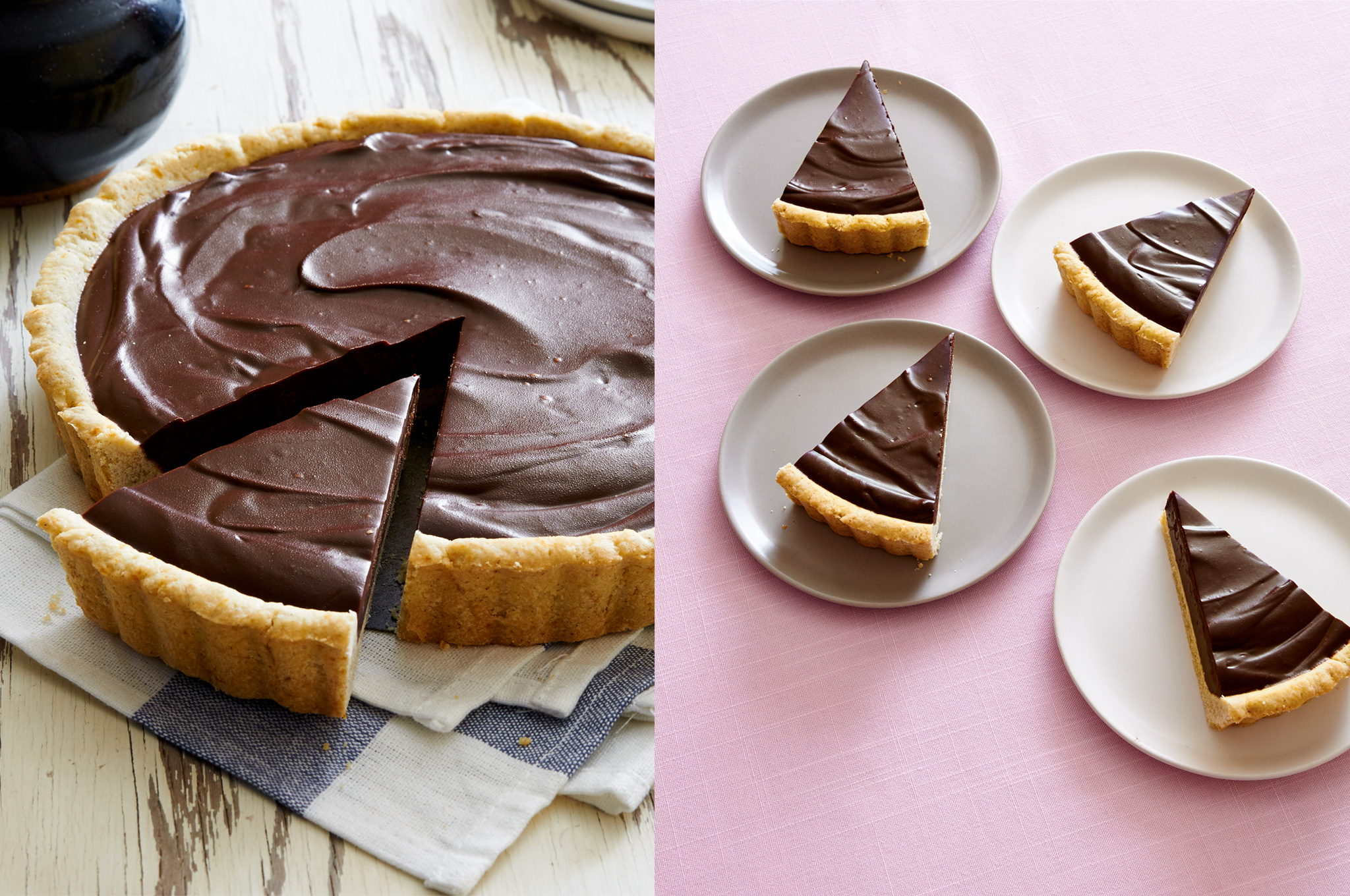 Impress your dinner guests with this easy and elegant dark chocolate lavender tart.| ibakeheshoots.com